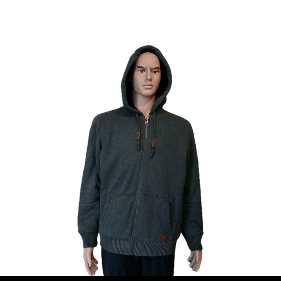 Buffalo David Bitton Sherpa Lining Cotton Jacket Hoodie Mens Size M Gray - Picture 4 of 16